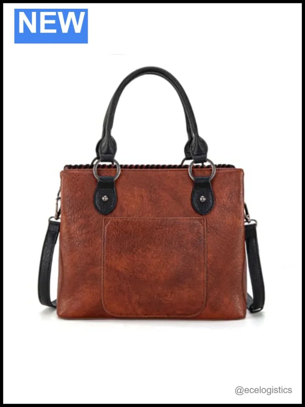 Faux Leather Western Tote with Floral Tooling Adjustable Crossbody Strap